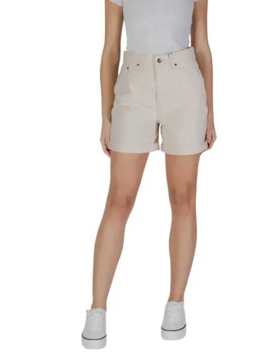 Beige Damen Shorts mit Gürtelschlaufen