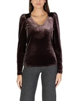 Dunkelbraunes Samtbluse mit Schulterpolstern