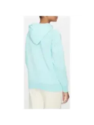 Blauer Kapuzenpullover lässiger Rückenausschnitt