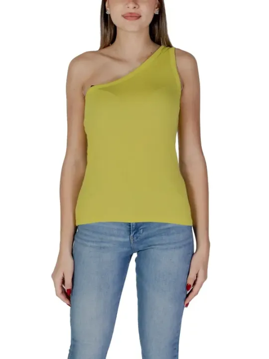 Gelbes, asymmetrisches Ein-Schulter-Tanktop B.young