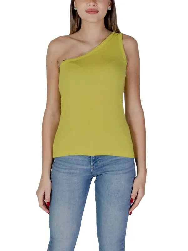 Gelbes, asymmetrisches Ein-Schulter-Tanktop B.young