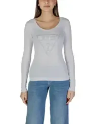 Weißes Guess Logo Langarmshirt Damen