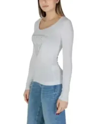 Weißes Guess Logo Langarmshirt Damen