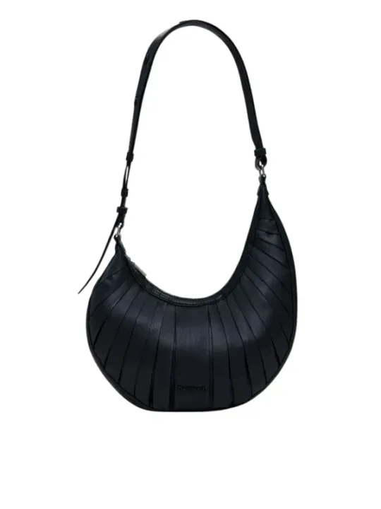 Schwarze Ledertasche mit Schulterriemen