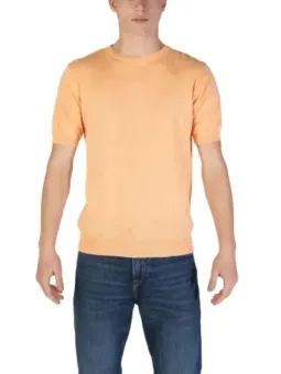 Orange Baumwoll-T-Shirt, kurzärmelig, schlank