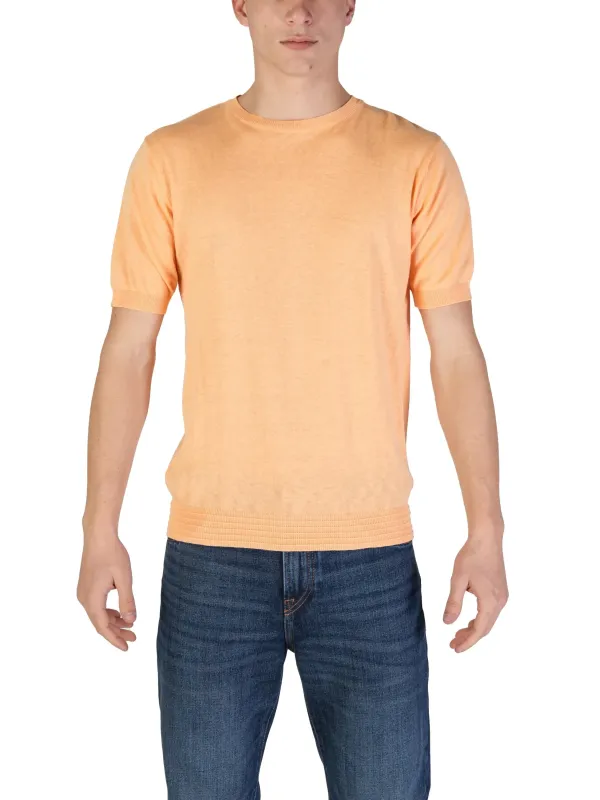 Orange Baumwoll-T-Shirt, kurzärmelig, schlank