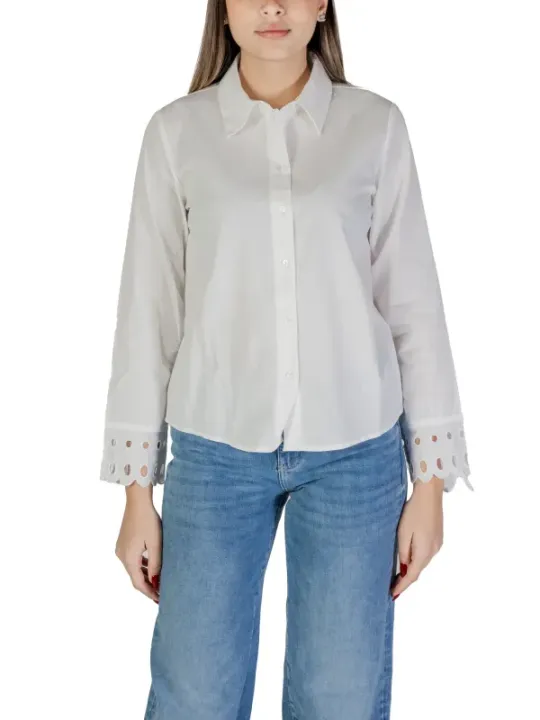 Weißes Baumwollbluse mit Stickdetails