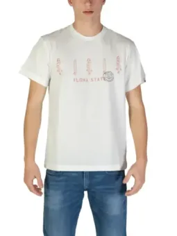 Weißes T-Shirt mit Aloha-Motiv