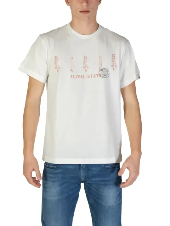 Weißes T-Shirt mit Aloha-Motiv