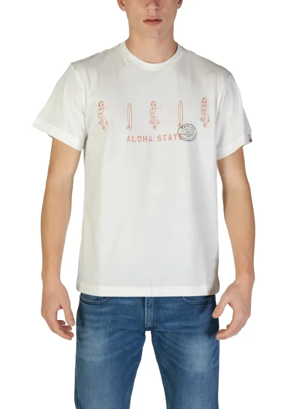 Weißes T-Shirt mit Aloha-Motiv