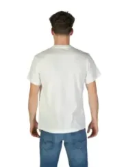 Weißes Replay Stretch-Baumwoll-T-Shirt kurzärmlig