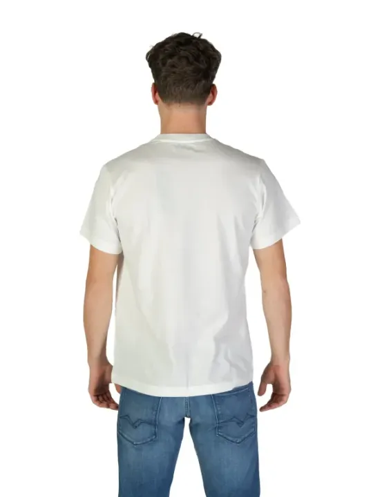 Weißes Replay Stretch-Baumwoll-T-Shirt kurzärmlig