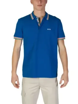 Blaues Polohemd mit Farbstreifen