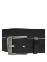 Schwarzer Ledergürtel mit Silber Schnalle