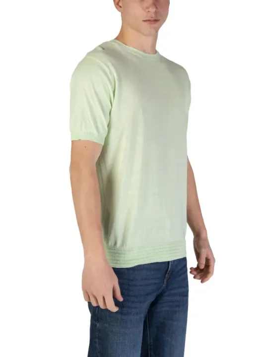 Grün gestreiftes Baumwoll-T-Shirt Herren