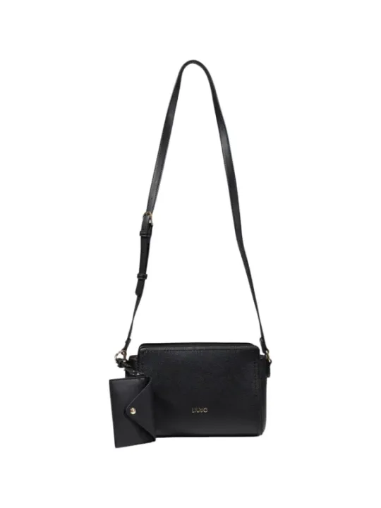 Schwarze Lederhandtasche mit goldener Schriftzug