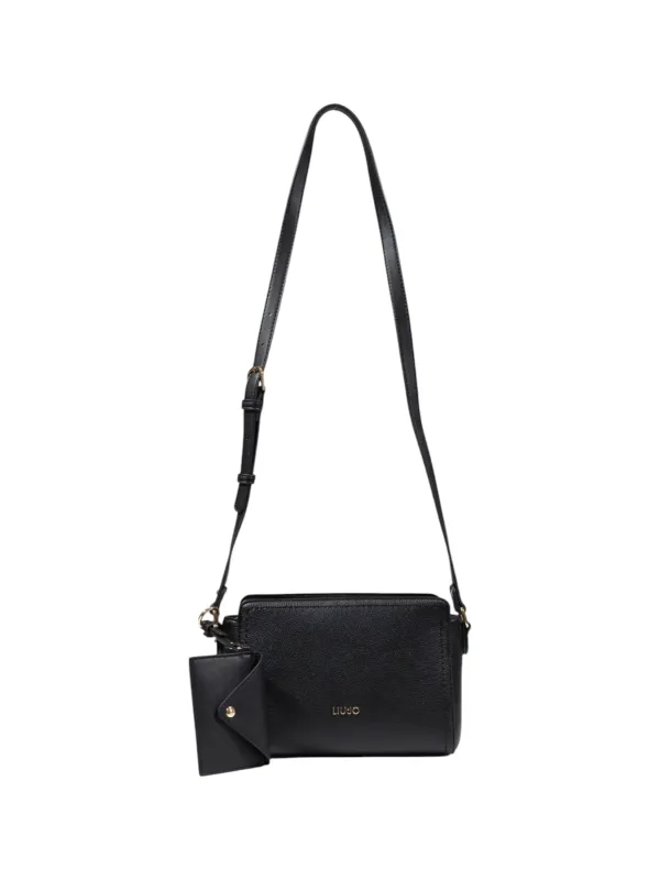 Schwarze Lederhandtasche mit goldener Schriftzug