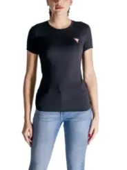 Graues T-Shirt mit pinkem Logo