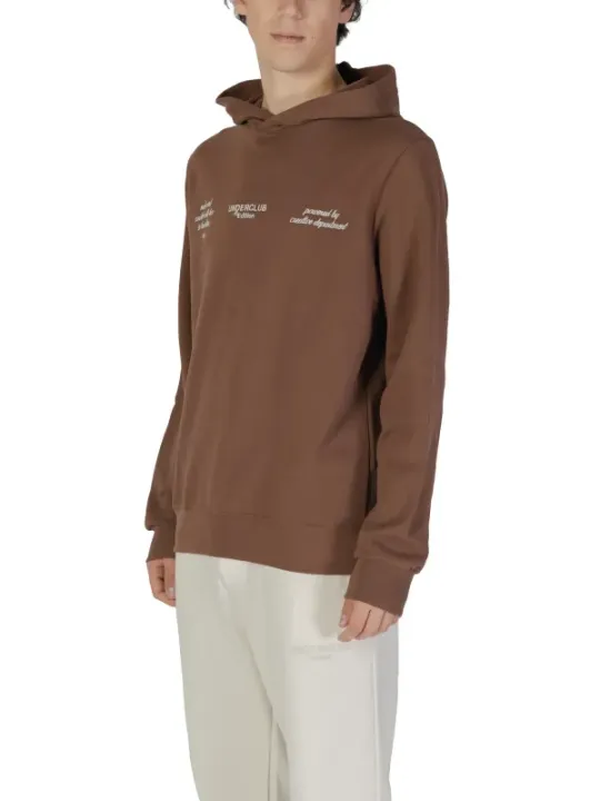 Brauner Kapuzenpullover mit weißem Schriftzug