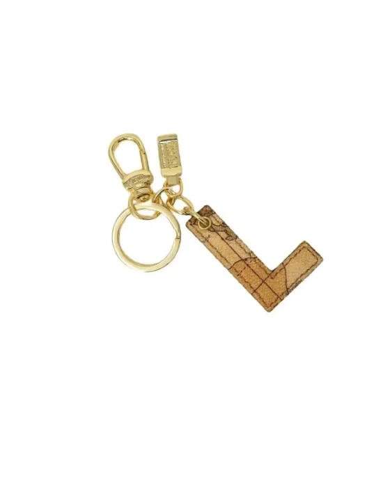 Goldfarbener Alviero Martini Schlüsselanhänger aus Leder