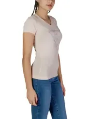 Guess pink Logo V-Ausschnitt-Shirt