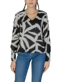 Schwarze weiße V-Ausschnitt Bluse