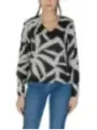 Schwarze weiße V-Ausschnitt Bluse