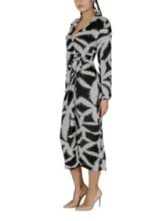 Schwarzes weißes Blattkleid mit Schärpe