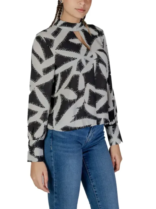 Schwarze Bluse mit Blattmuster