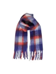 Rot-blau karierter Schal, geknotet