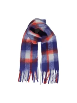 Rot-blau karierter Schal, geknotet