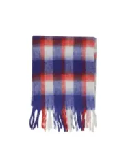 Grauer karierter Wolltuch mit Fransen