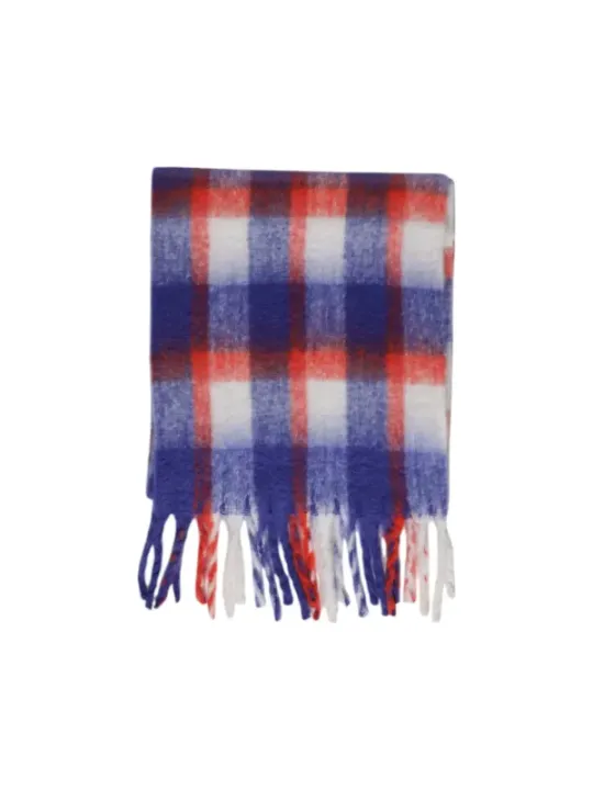 Grauer karierter Wolltuch mit Fransen