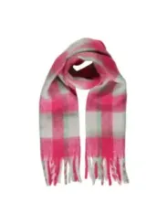 Rosa karierter Schal mit Fransen