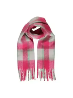 Rosa karierter Schal mit Fransen