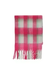 Pink gingham scarf with fringes