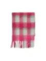 Pink gingham scarf with fringes