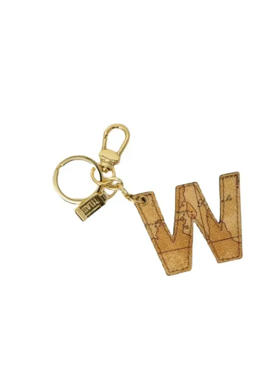 Goldener Alviero Martini Schlüsselanhänger mit Karte