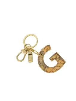 Goldfarbener Alviero Martini Schlüsselanhänger mit Logo