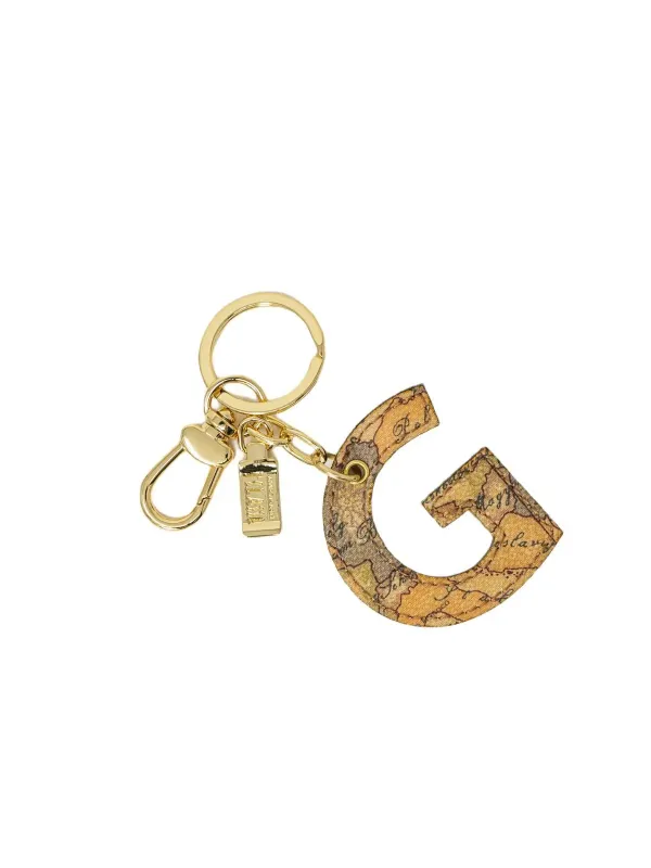 Goldfarbener Alviero Martini Schlüsselanhänger mit Logo