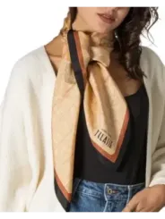 Beiger Seidenschal mit Diamantmuster