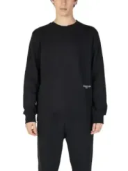 Schwarzer Baumwoll-Crewneck-Pullover mit Logo