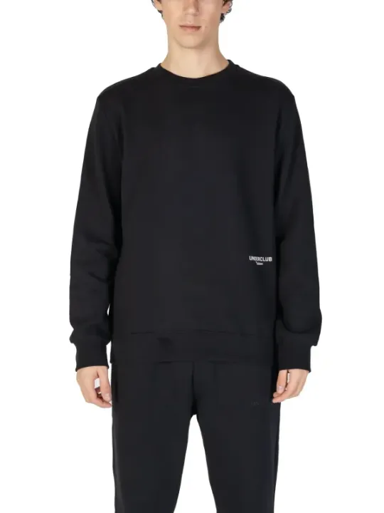 Schwarzer Baumwoll-Crewneck-Pullover mit Logo