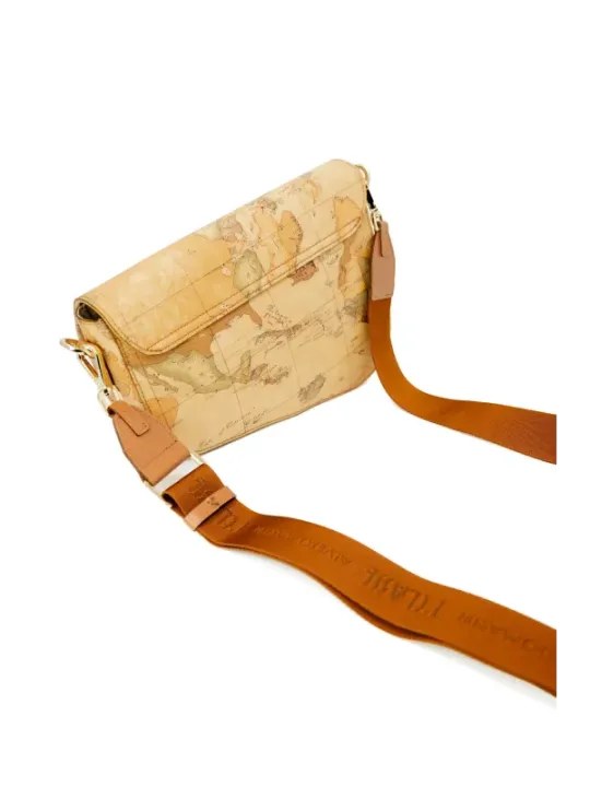 Beige leder Handtasche mit Kartenmuster