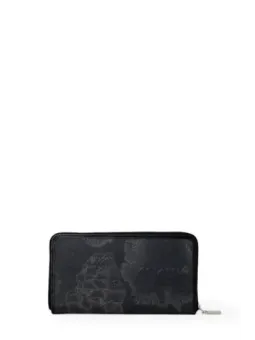 Schwarzes Leder Portemonnaie mit Reißverschluss