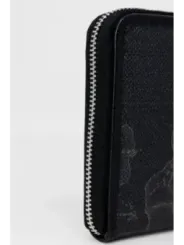 Schwarze Ledergeldbörse mit Zippverschluss