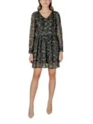 Schwarzes Spitzen-Minikleid mit V-Ausschnitt