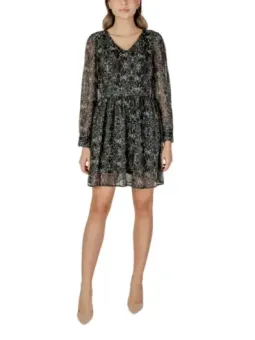 Schwarzes Spitzen-Minikleid mit V-Ausschnitt