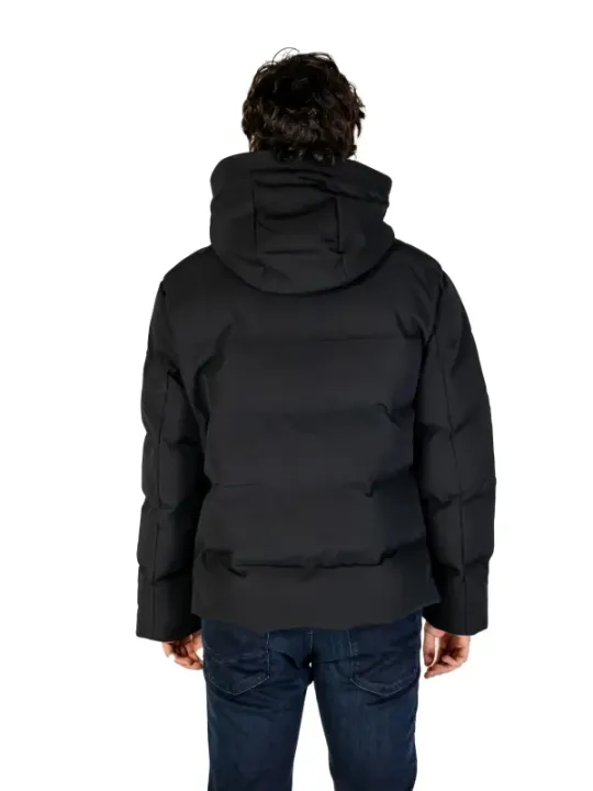 Schwarze Herren Pufferjacke mit Kapuze