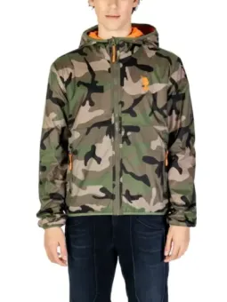 Grüne Camouflage Windbreaker Jacke mit Kapuze